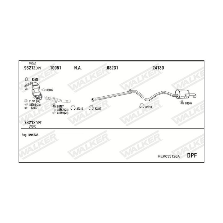 Išmetimo sistema WALKER REK033126A