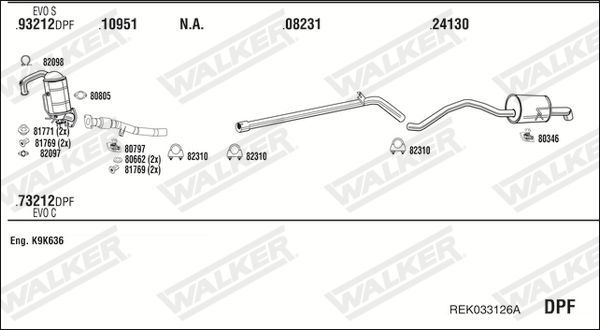 Išmetimo sistema WALKER REK033126A