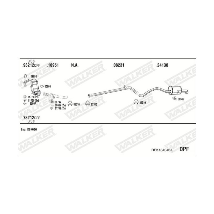 Išmetimo sistema WALKER REK134046A