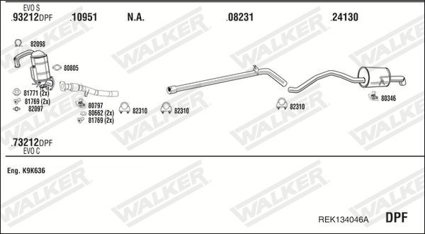 Išmetimo sistema WALKER REK134046A