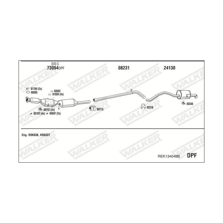 Išmetimo sistema WALKER REK134046B