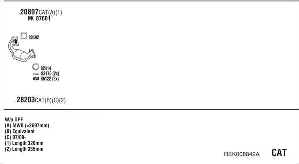 Išmetimo sistema WALKER REK008842A