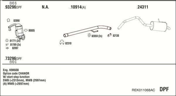 Išmetimo sistema WALKER REK011068AC