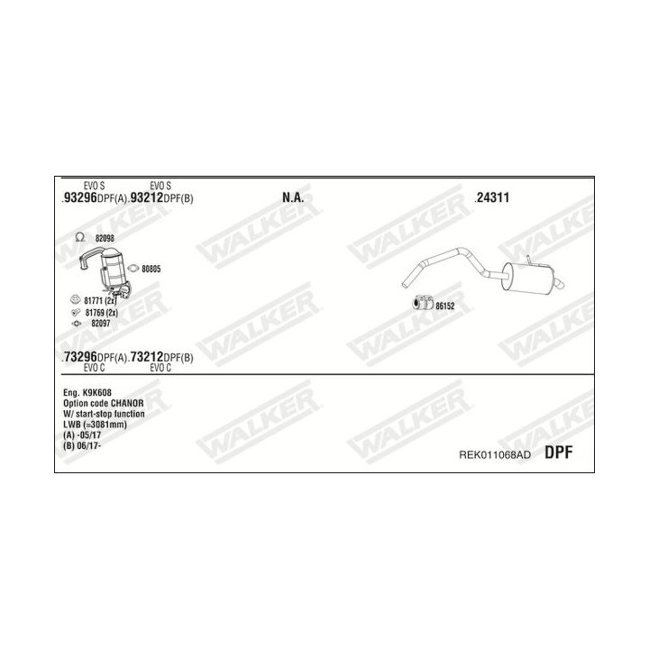 Išmetimo sistema WALKER REK011068AD