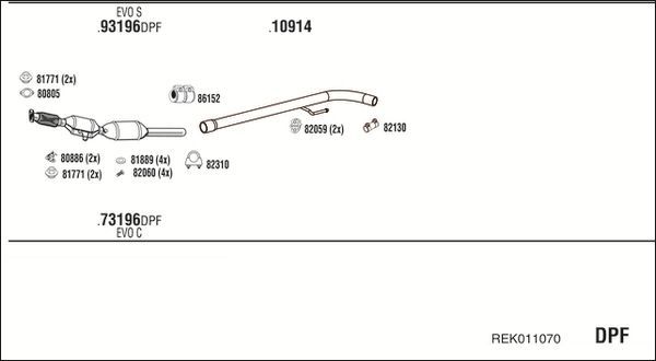 Išmetimo sistema WALKER REK011070