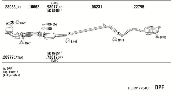 Išmetimo sistema WALKER REK017734C