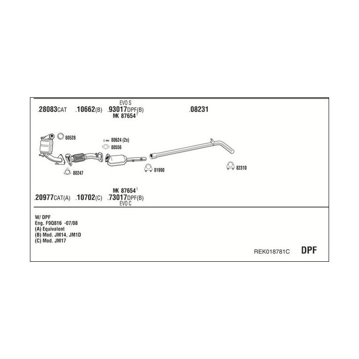 Išmetimo sistema WALKER REK018781C