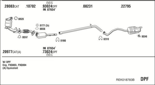 Išmetimo sistema WALKER REK018783B