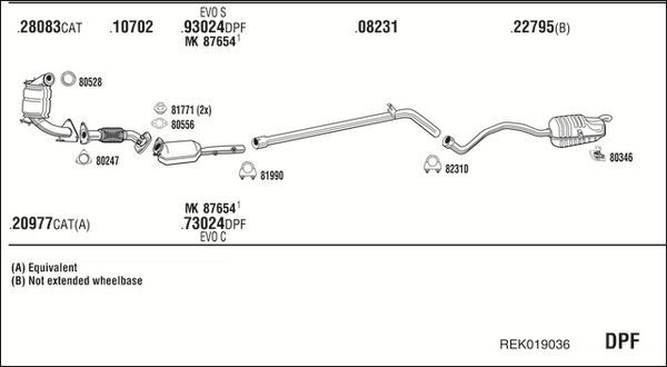 Išmetimo sistema WALKER REK019036