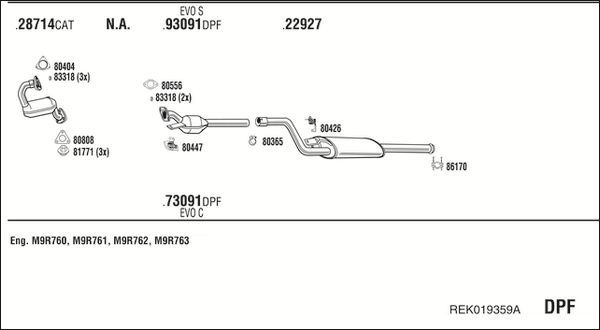 Išmetimo sistema WALKER REK019359A