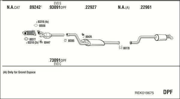 Išmetimo sistema WALKER REK019675