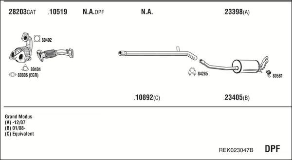 Išmetimo sistema WALKER REK023047B