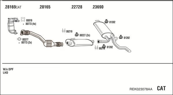 Išmetimo sistema WALKER REK023078AA