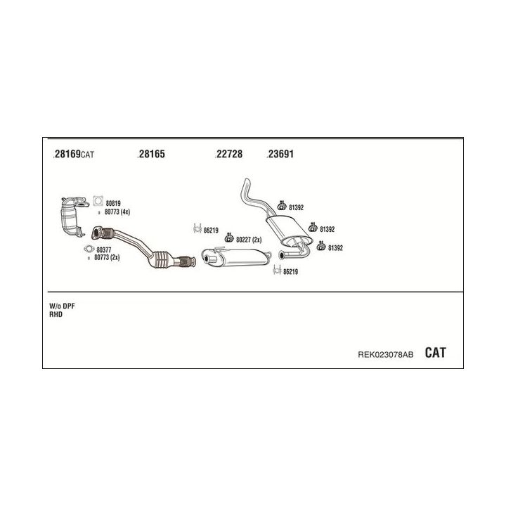 Išmetimo sistema WALKER REK023078AB