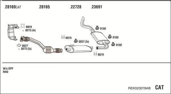 Išmetimo sistema WALKER REK023078AB