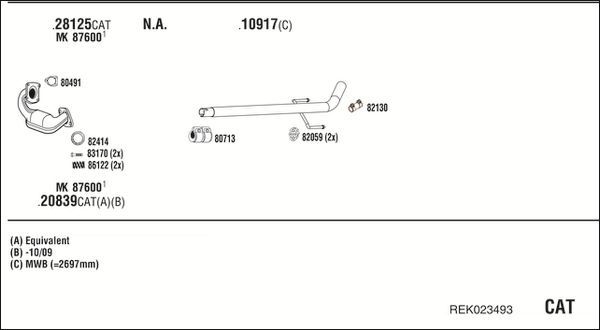 Išmetimo sistema WALKER REK023493