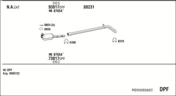 Išmetimo sistema WALKER REK026562C