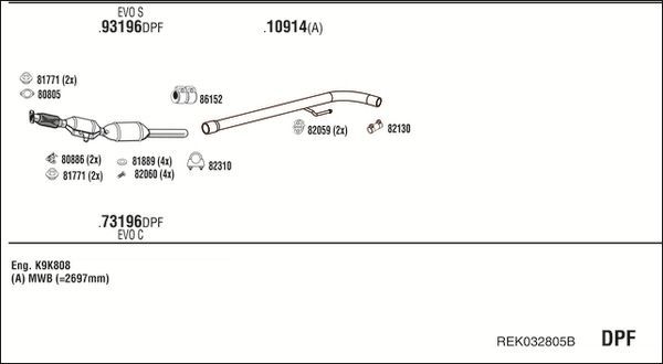 Išmetimo sistema WALKER REK032805B