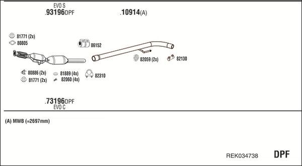 Išmetimo sistema WALKER REK034738