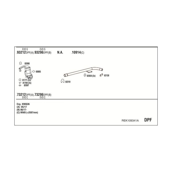 Išmetimo sistema WALKER REK109341A