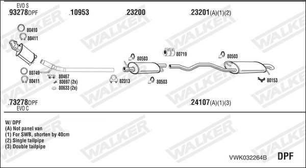 Išmetimo sistema WALKER VWK032264B