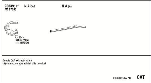 Išmetimo sistema WALKER REK019677B