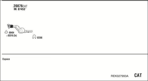 Išmetimo sistema WALKER REK027993A