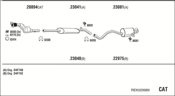 Išmetimo sistema WALKER REK029989