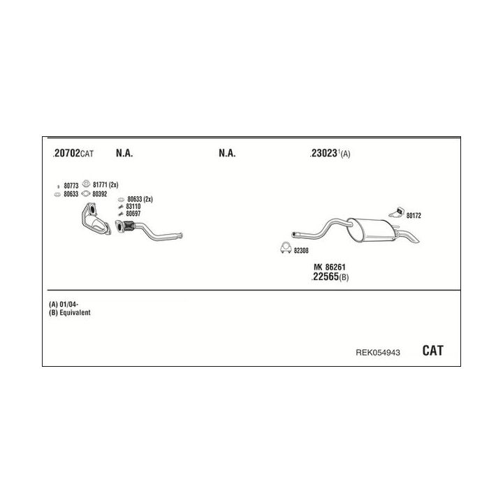 Išmetimo sistema WALKER REK054943