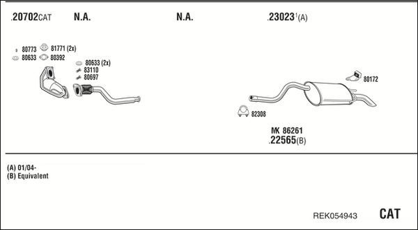 Išmetimo sistema WALKER REK054943