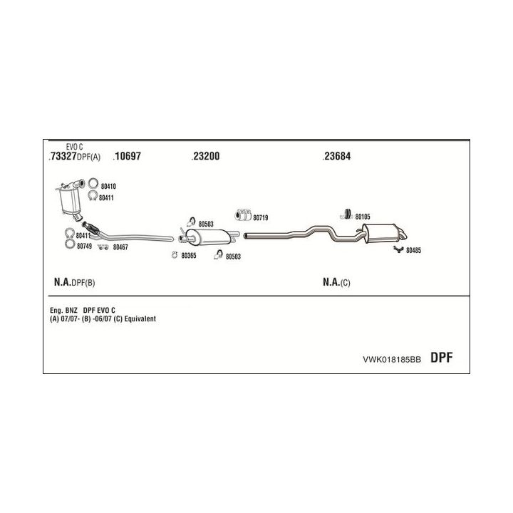 Išmetimo sistema WALKER VWK018185BB