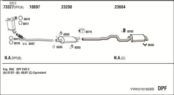 Išmetimo sistema WALKER VWK018185BB