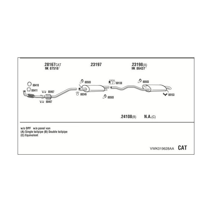 Išmetimo sistema WALKER VWK019628AA
