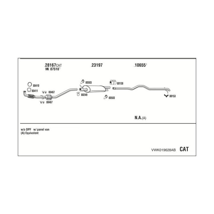 Išmetimo sistema WALKER VWK019628AB