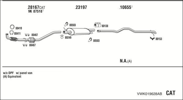 Išmetimo sistema WALKER VWK019628AB