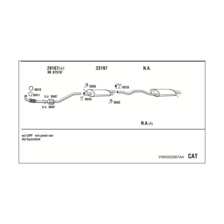 Išmetimo sistema WALKER VWK023267AA
