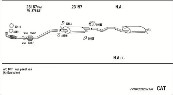 Išmetimo sistema WALKER VWK023267AA