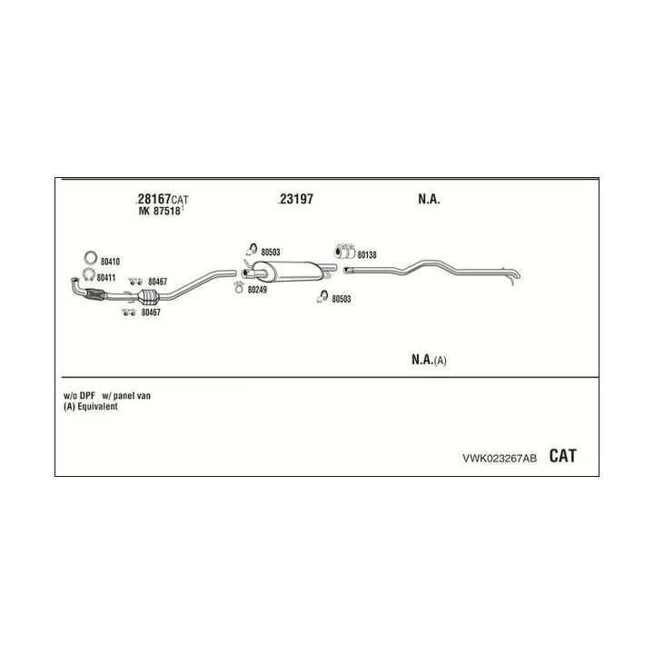 Išmetimo sistema WALKER VWK023267AB