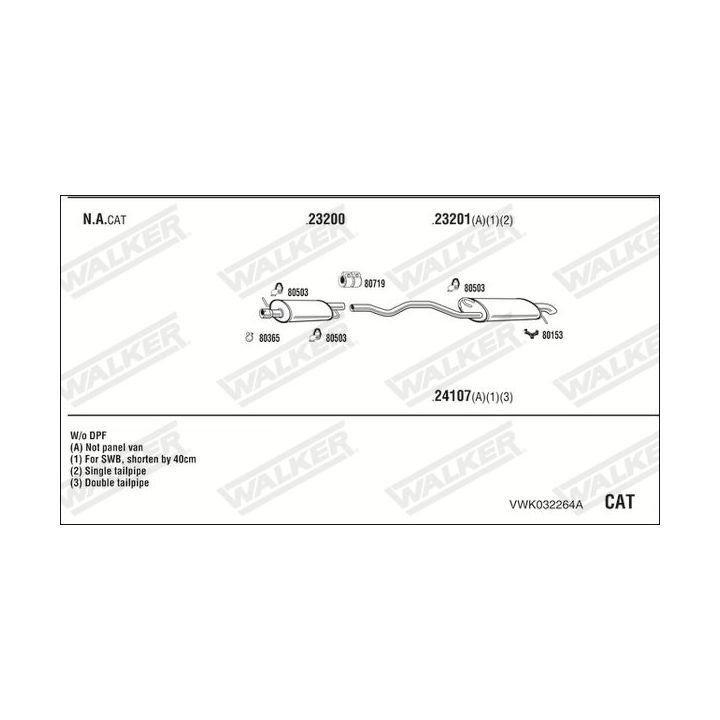 Išmetimo sistema WALKER VWK032264A