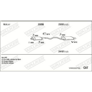 Išmetimo sistema WALKER VWK032273A