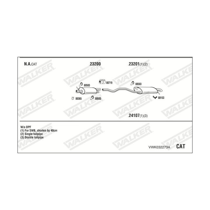 Išmetimo sistema WALKER VWK032273A