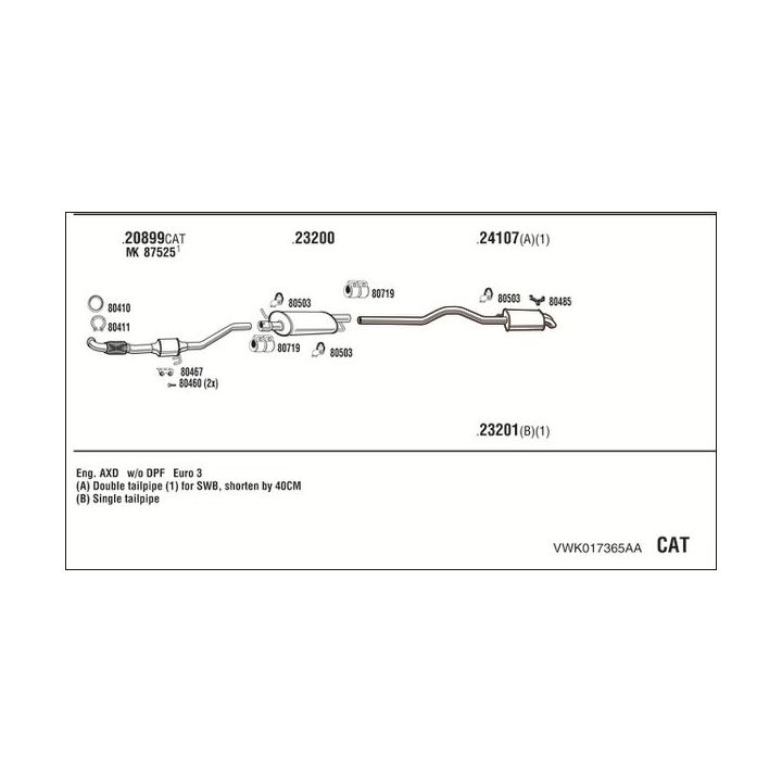 Išmetimo sistema WALKER VWK017365AA