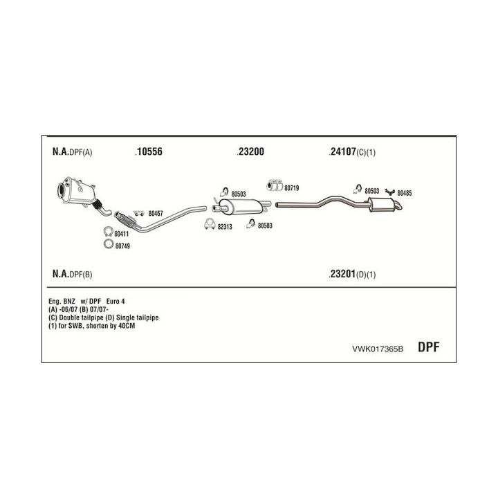 Išmetimo sistema WALKER VWK017365B