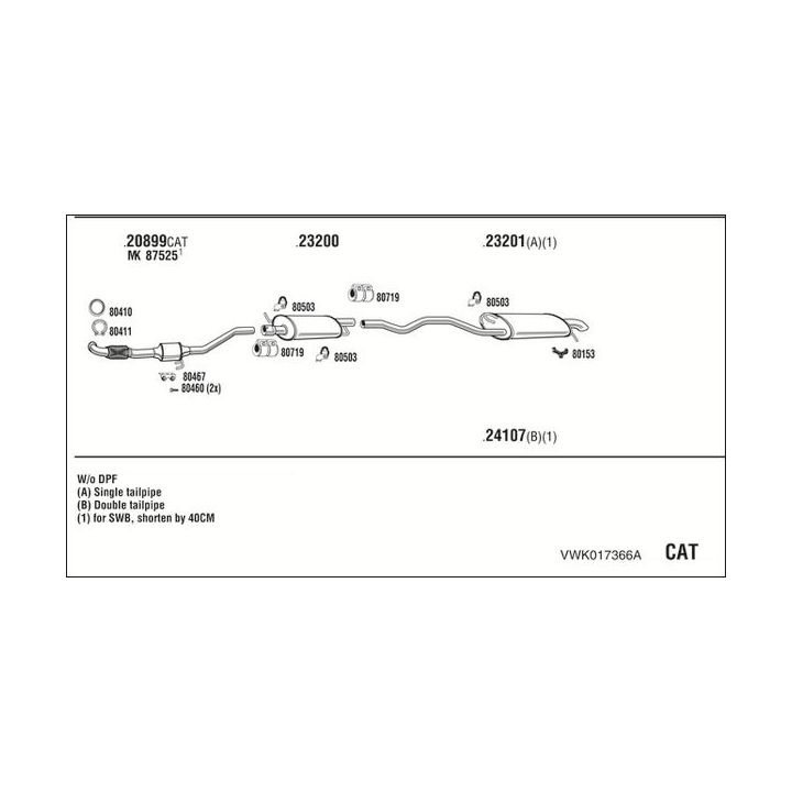 Išmetimo sistema WALKER VWK017366A