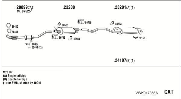 Išmetimo sistema WALKER VWK017366A