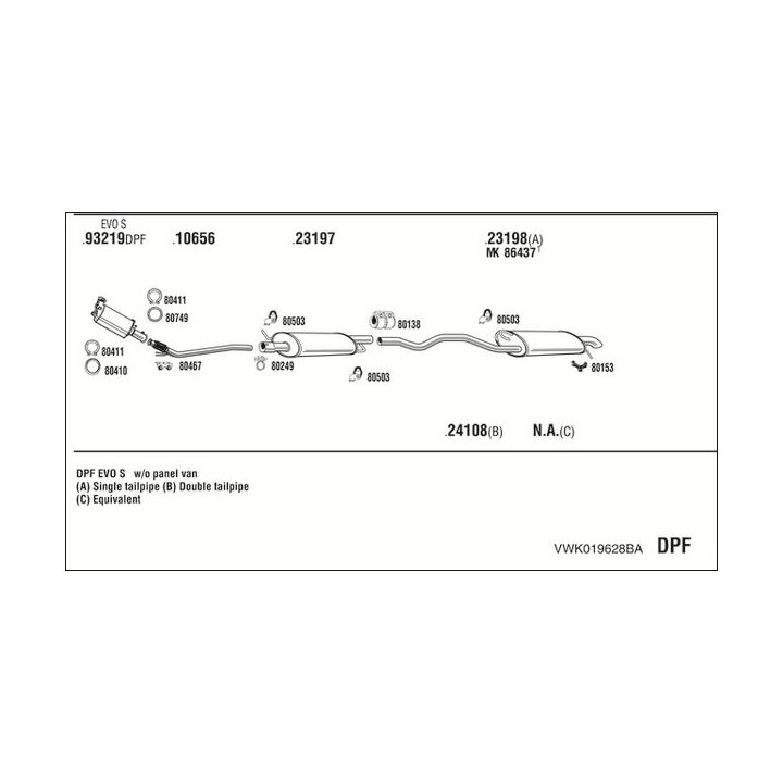 Išmetimo sistema WALKER VWK019628BA