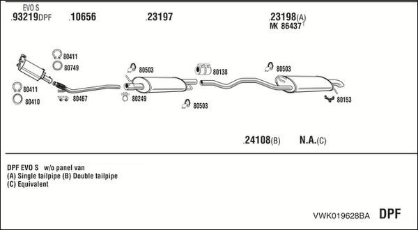 Išmetimo sistema WALKER VWK019628BA