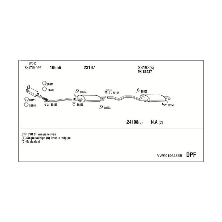 Išmetimo sistema WALKER VWK019628BB