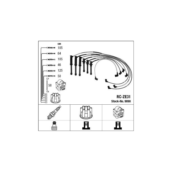 Uždegimo laido komplektas NGK 9890