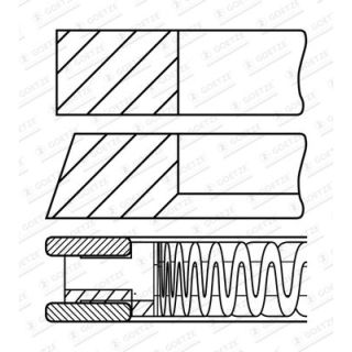 Stūmoklio žiedų komplektas GOETZE ENGINE 08-448407-00